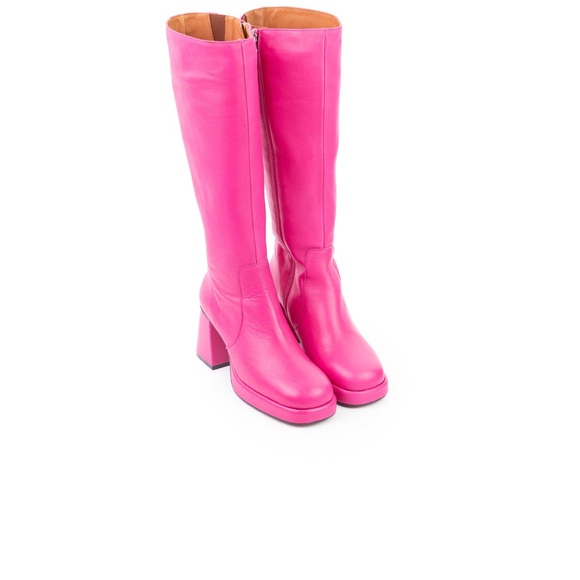 LβIntervalle Amiens Fuchsia Leather Knee High Boot, Size 38 NEVER BEEN WORN - Picture 2 of 3